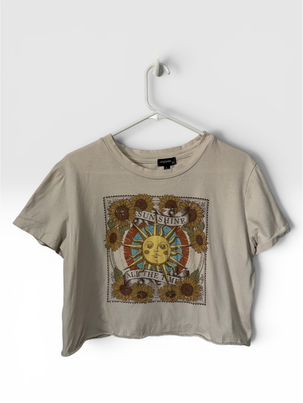 Originality Boho Hippie Sunflower Sun Crop Top Size Large